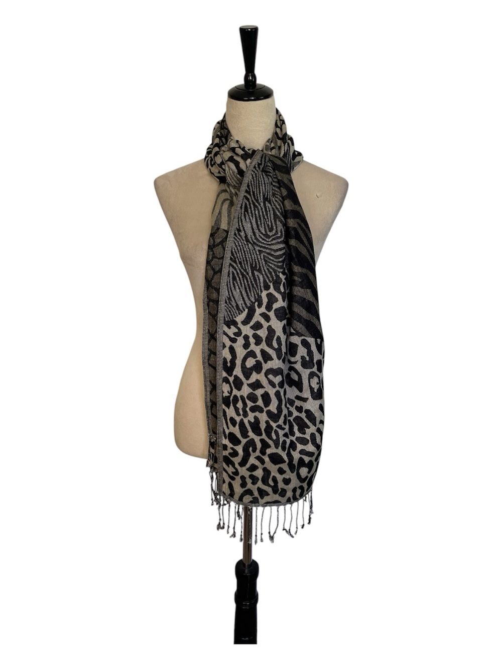Mixed animal print scarf